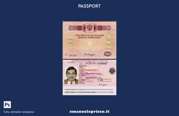 modello di passaporto di viaggio per la Russia in stile verificato